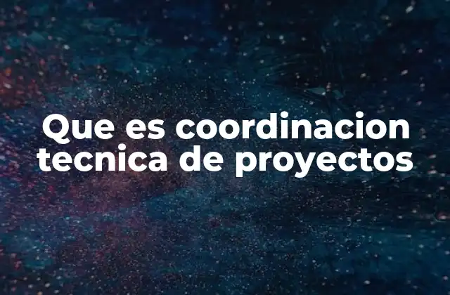 Que es Coordinacion Tecnica de Proyectos