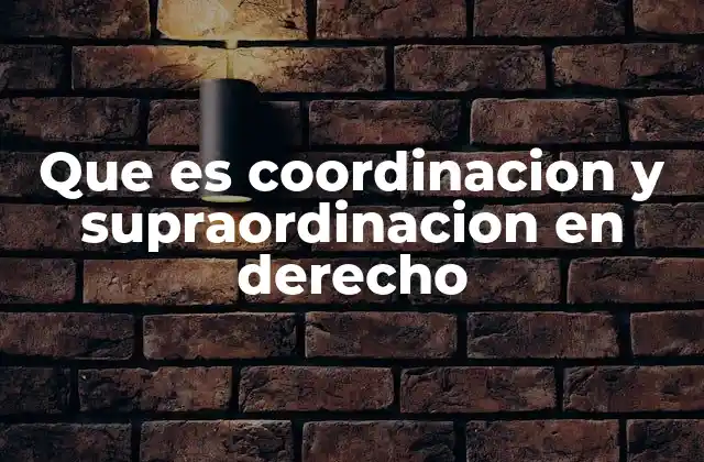 Que es Coordinacion y Supraordinacion en Derecho