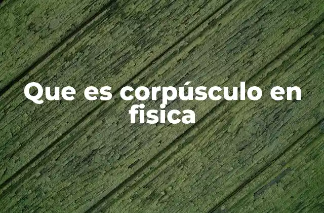 Que es Corpúsculo en Fisica