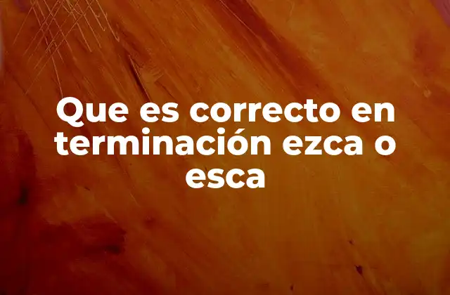 Que es Correcto en Terminación Ezca o Esca