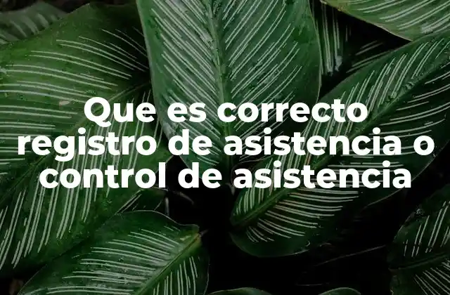 Que es Correcto Registro de Asistencia o Control de Asistencia