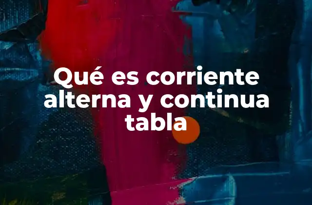 Qué es Corriente Alterna y Continua Tabla