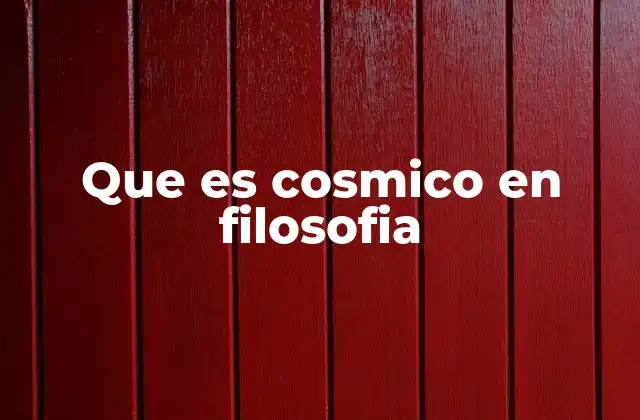 Que es Cosmico en Filosofia