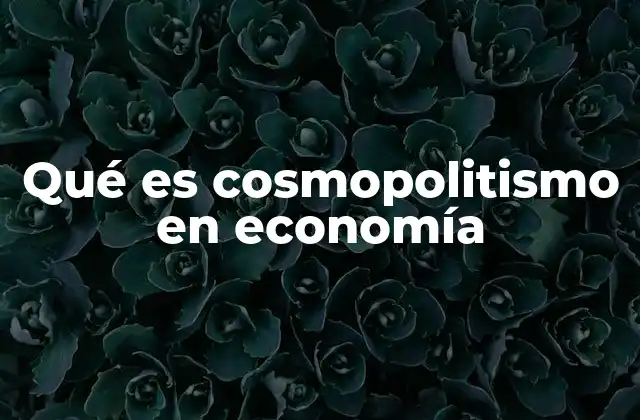 Qué es Cosmopolitismo en Economía