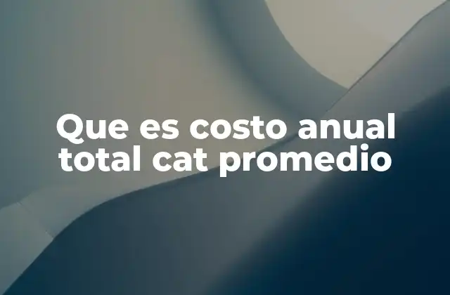 Que es Costo Anual Total Cat Promedio