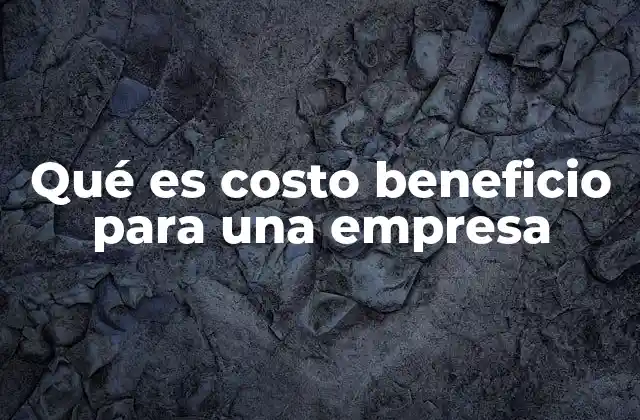 Qué es Costo Beneficio para una Empresa