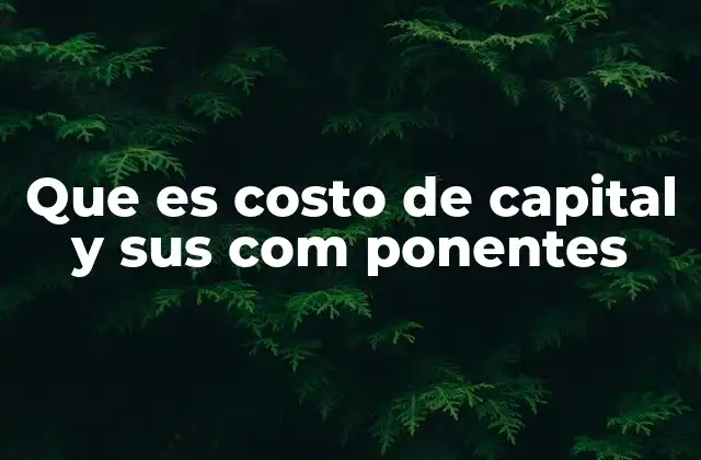 Que es Costo de Capital y Sus Com Ponentes