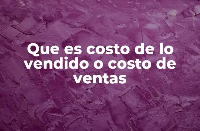 Que es Costo de Lo Vendido o Costo de Ventas