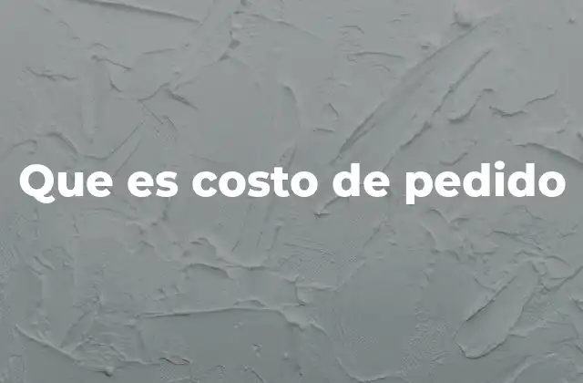 Que es Costo de Pedido