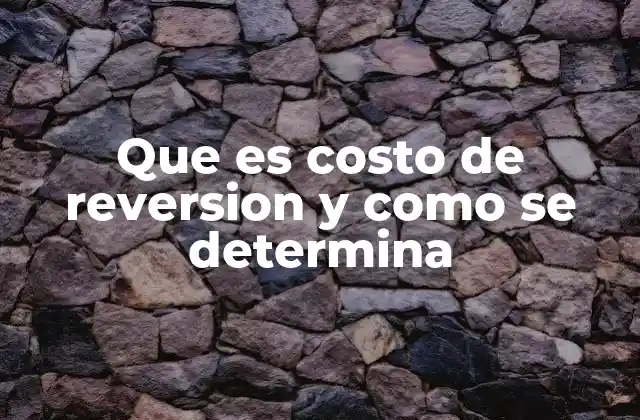 Que es Costo de Reversion y como Se Determina