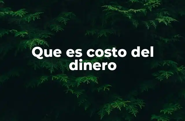Que es Costo Del Dinero