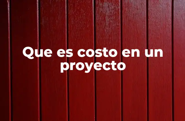 Que es Costo en un Proyecto