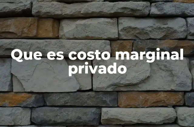 Que es Costo Marginal Privado