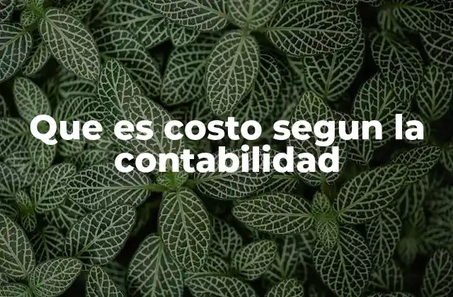 Que es Costo Segun la Contabilidad