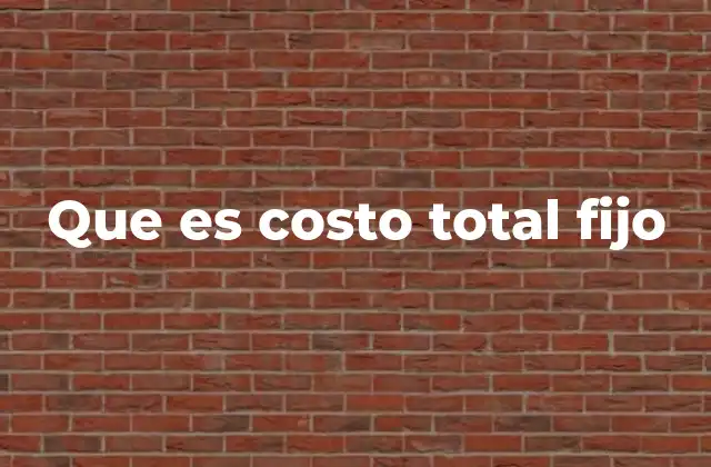 Que es Costo Total Fijo