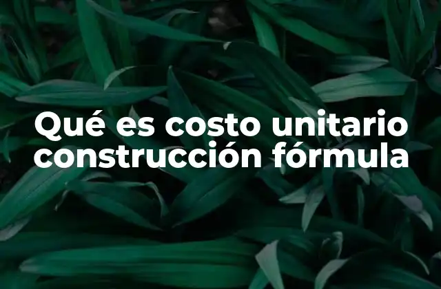 Qué es Costo Unitario Construcción Fórmula