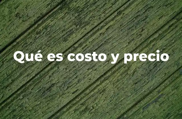 Qué es Costo y Precio
