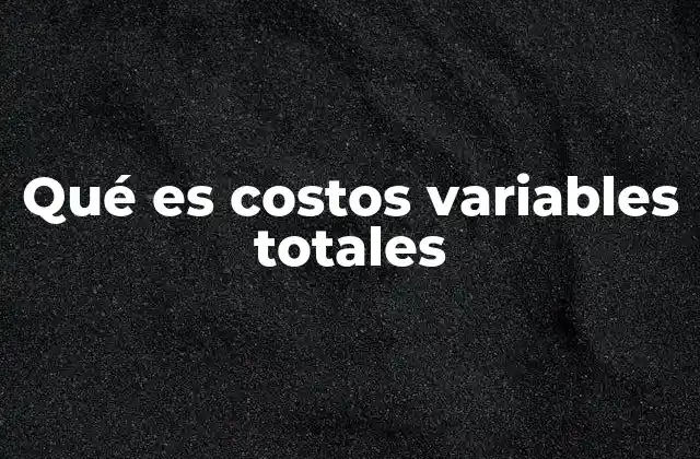 Qué es Costos Variables Totales