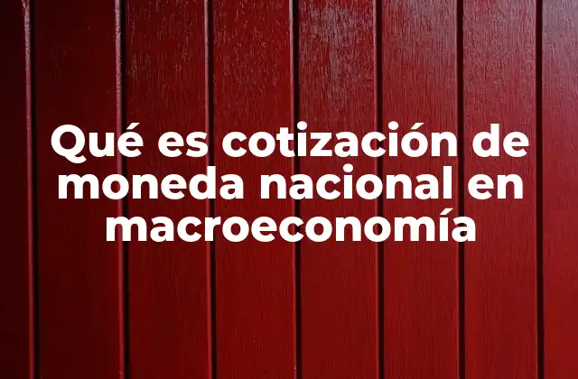 Qué es Cotización de Moneda Nacional en Macroeconomía
