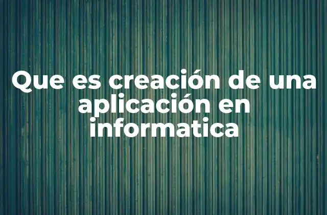 Que es Creación de una Aplicación en Informatica