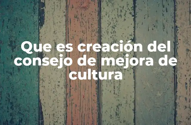 Que es Creación Del Consejo de Mejora de Cultura