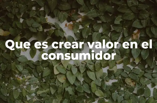 Que es Crear Valor en el Consumidor