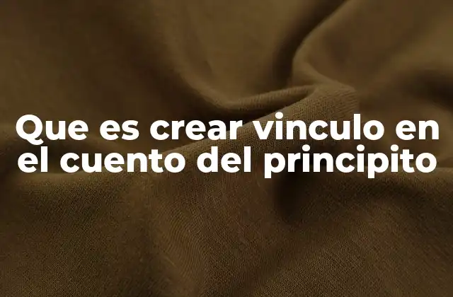 Que es Crear Vinculo en el Cuento Del Principito