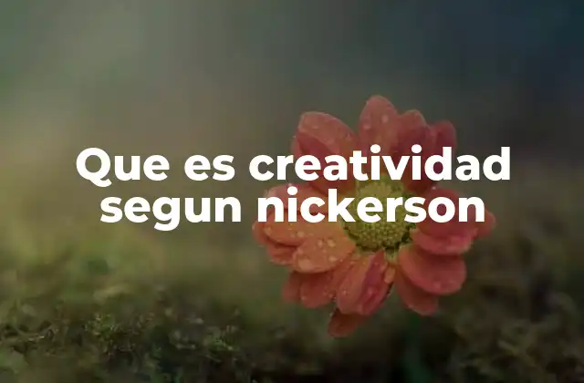 Que es Creatividad Segun Nickerson