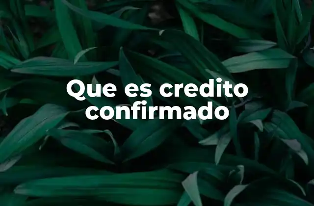 Que es Credito Confirmado