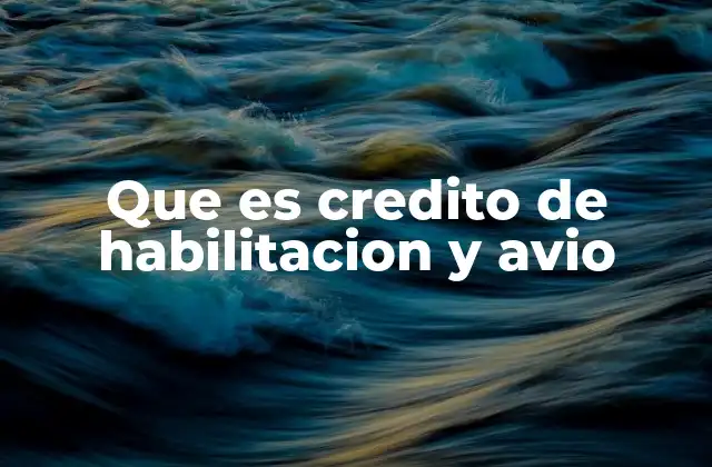 Que es Credito de Habilitacion y Avio