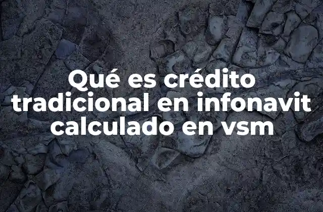 Qué es Crédito Tradicional en Infonavit Calculado en Vsm