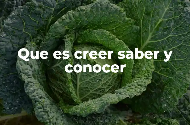 Que es Creer Saber y Conocer