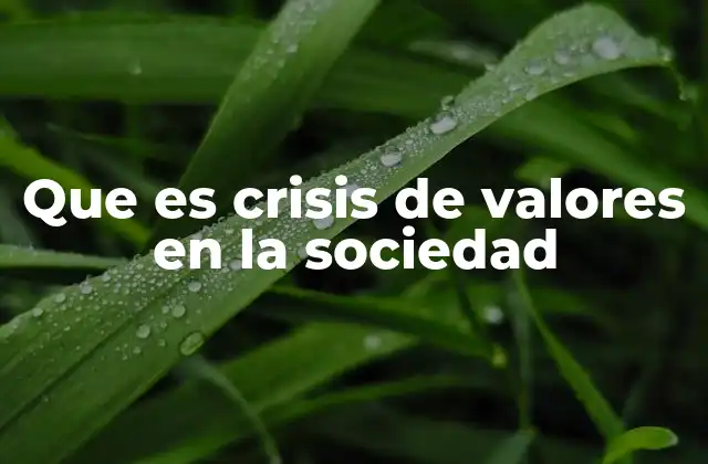 Que es Crisis de Valores en la Sociedad