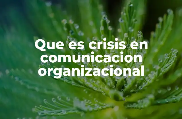 Que es Crisis en Comunicacion Organizacional
