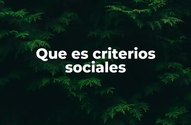 Que es Criterios Sociales
