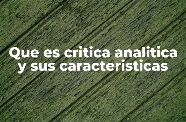 Que es Critica Analitica y Sus Caracteristicas