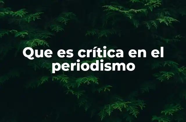 Que es Crítica en el Periodismo
