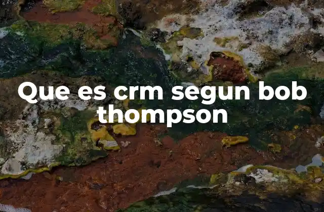 Que es Crm Segun Bob Thompson