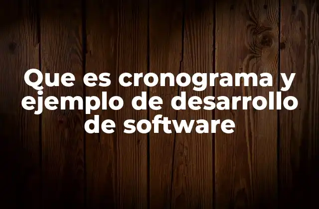 Que es Cronograma y Ejemplo de Desarrollo de Software