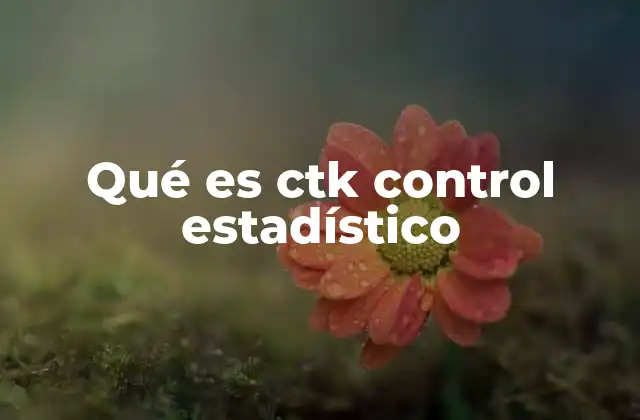 Qué es Ctk Control Estadístico