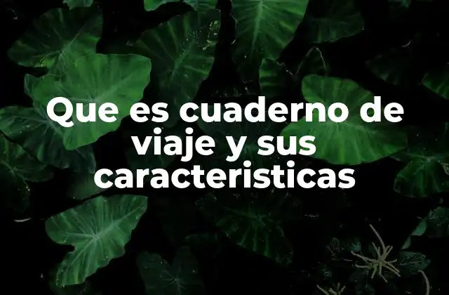 Que es Cuaderno de Viaje y Sus Caracteristicas
