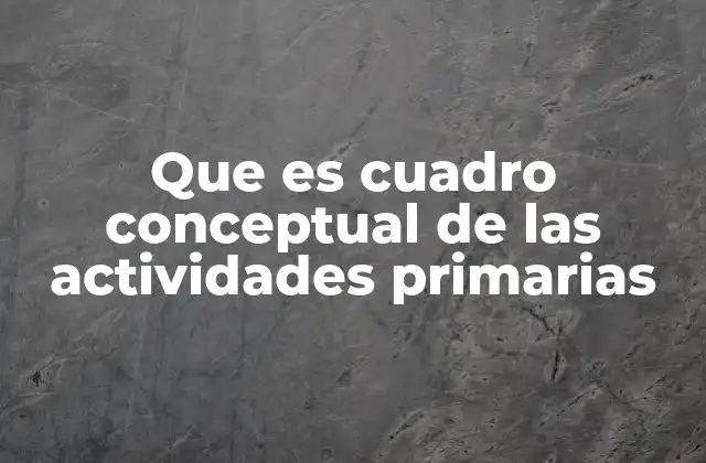 Que es Cuadro Conceptual de las Actividades Primarias