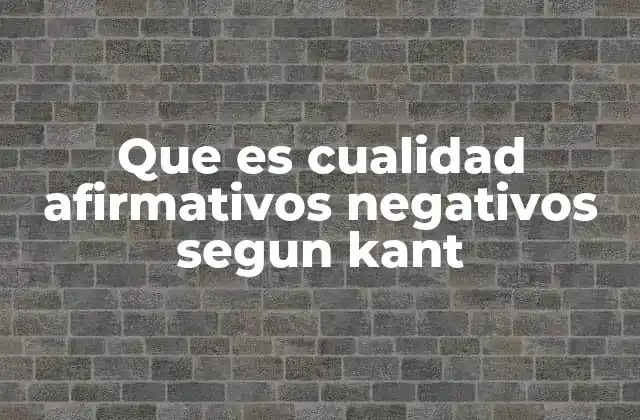 Que es Cualidad Afirmativos Negativos Segun Kant