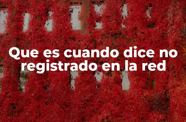 Que es Cuando Dice No Registrado en la Red