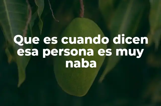 Que es Cuando Dicen Esa Persona es Muy Naba