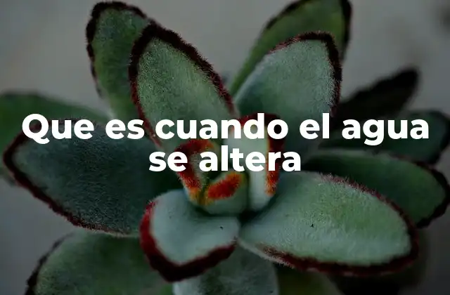 Que es Cuando el Agua Se Altera