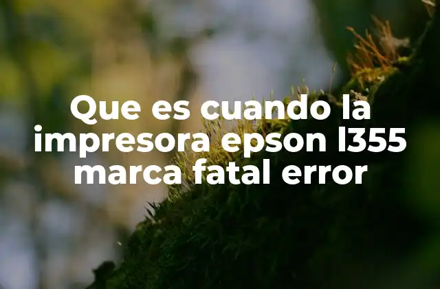 Que es Cuando la Impresora Epson L355 Marca Fatal Error 2 Causas comunes del error fatal en la Epson L355