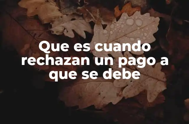 Que es Cuando Rechazan un Pago a que Se Debe