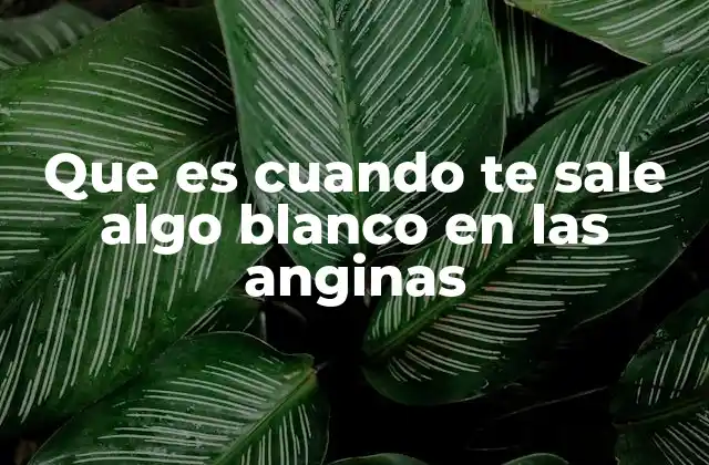 Que es Cuando Te Sale Algo Blanco en las Anginas