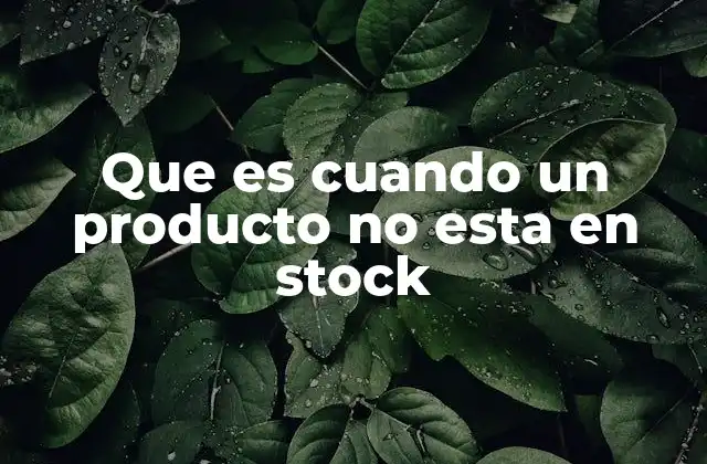Que es Cuando un Producto No Esta en Stock